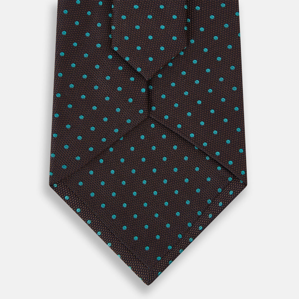 Turquoise and Forest Green Micro Dot Silk Tie