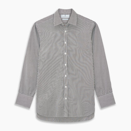 Black Candy Stripe Cotton Regular Fit Mayfair Shirt Image 5