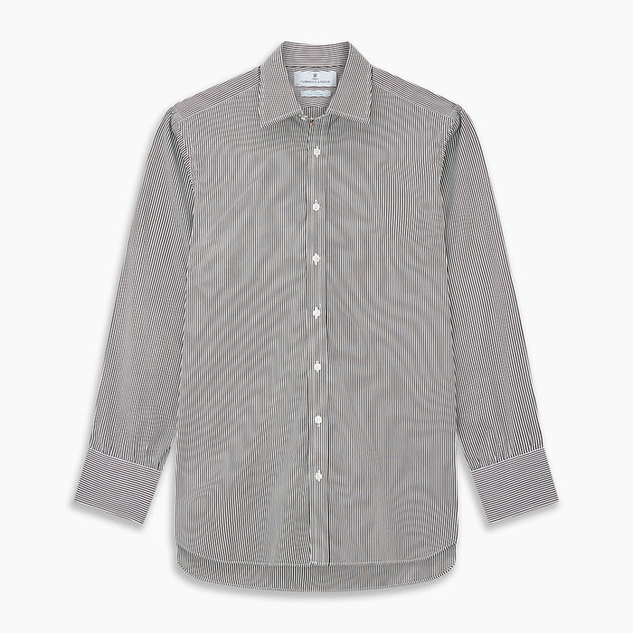 Black Candy Stripe Cotton Regular Fit Mayfair Shirt Image 5