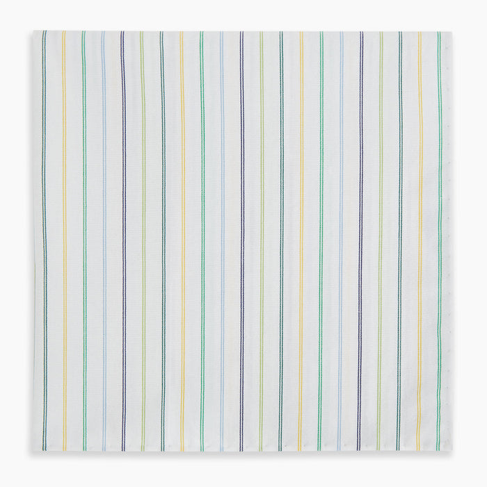 Yellow Multi Double Pinstripe Hand-Rolled Handkerchief Image 3