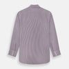 View 3 of product The Turnbull & Asser Burgundy Micro Check Mayfair Shirt features long sleeves, a pointed collar, and white buttons—perfect for formal wear. Shown laid flat on a white background.