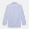 View 3 of product The Turnbull & Asser Pale Blue Hairline Stripe Pyjama Shirt features long sleeves and a single chest pocket, offering an elegant sleepwear style—shown on a plain white background.