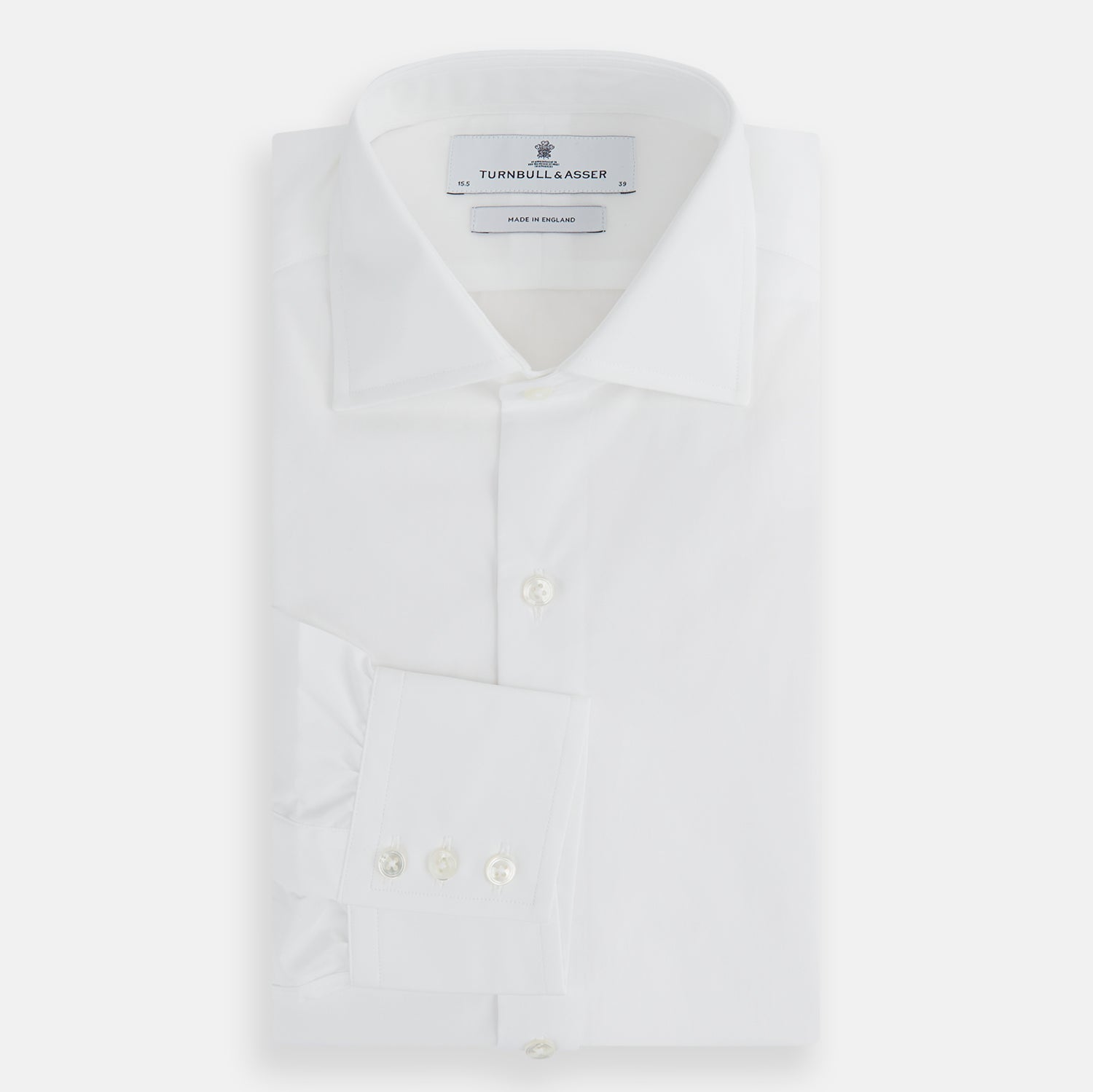 Tailored Fit Plain White Cotton Shirt with Kent Collar and 3-Button Cuffs