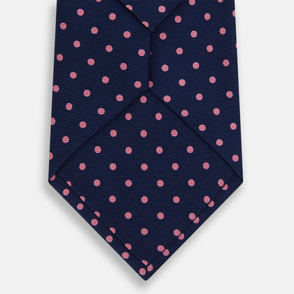 Pink Dot and Navy Silk Tie Image 2