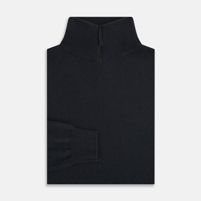 Smoke Grey Half-Zip Cashmere Jumper Image 3