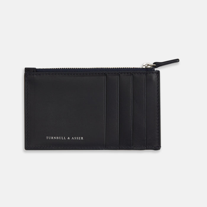 Navy Leather Zip Coin and Card Holder