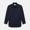 View 1 of product The NAVY BLUE WINDSOR SHIRT by Turnbull & Asser features long sleeves, a classic Windsor collar, white buttons, and buttoned cuffs—highlighting refined British craftsmanship against a plain white background.