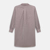 View 3 of product The Turnbull & Asser Burgundy Micro Check Winston Long Nightshirt is knee-length with long sleeves, brown and white micro checks, a collar, chest pocket with piping, and a front button placket.