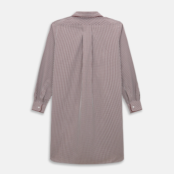 Burgundy Micro Check Winston Long Nightshirt Image 2