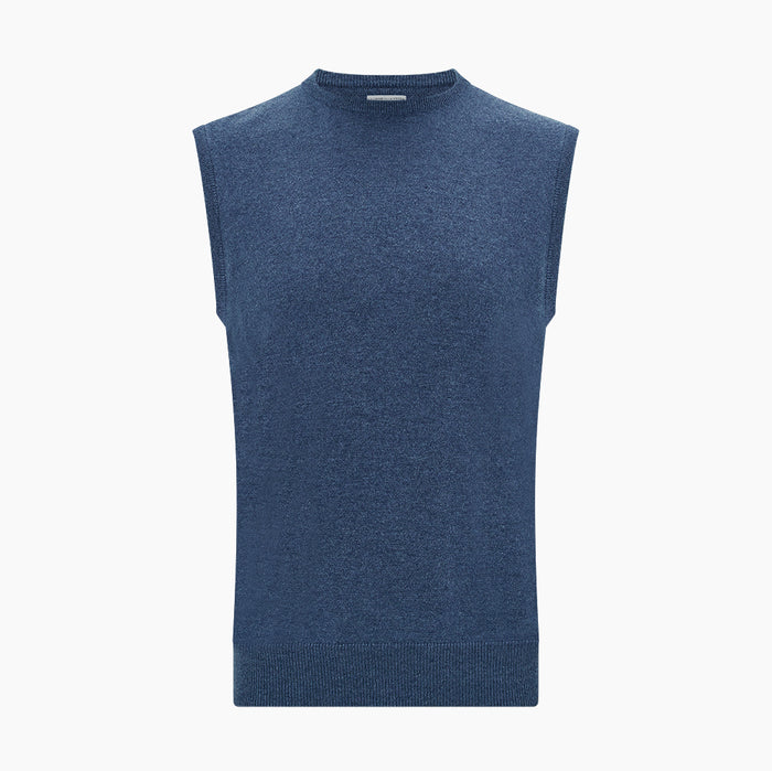 Pacific Blue Cashmere Round Neck Vest Image 3