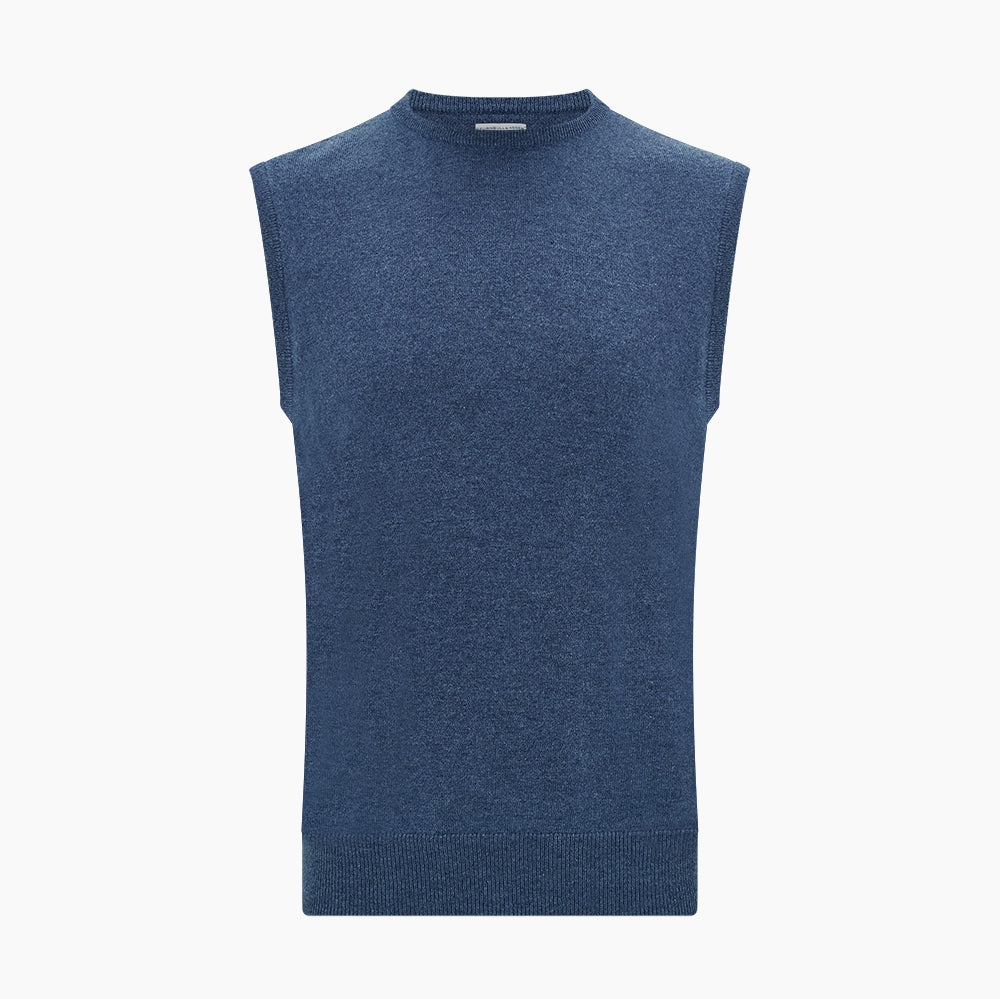 Pacific Blue Cashmere Round Neck Vest