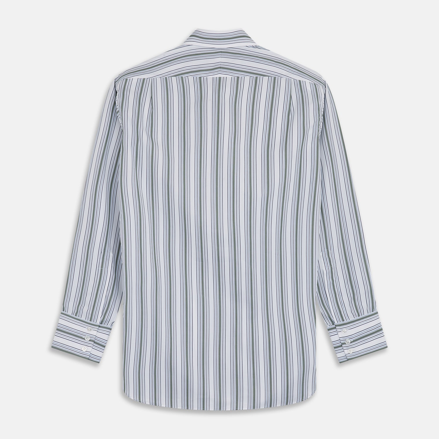 Image 5 of product Green Multi Stripe Regular Fit Shirt with T&A Collar & 3 Button Cuffs