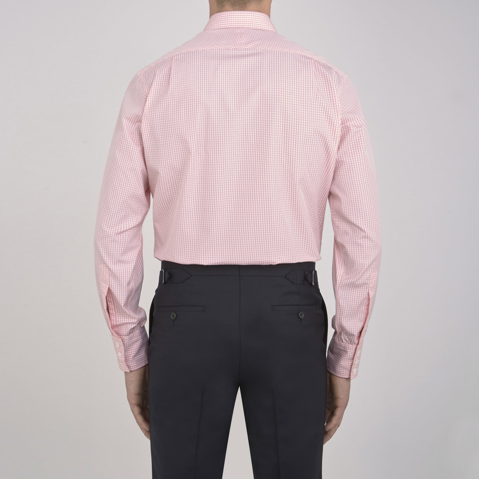 Light Pink Gingham Check Shirt with T&A Collar and 3-Button Cuffs