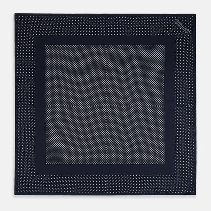 Navy and Grey Dot Silk Pocket Square Image 3