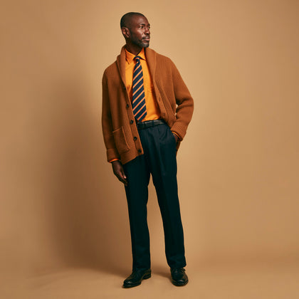 Orange Weekend Fit Cotton & Wool Shirt with Derby Collar and 1 Button Cuffs Image 9