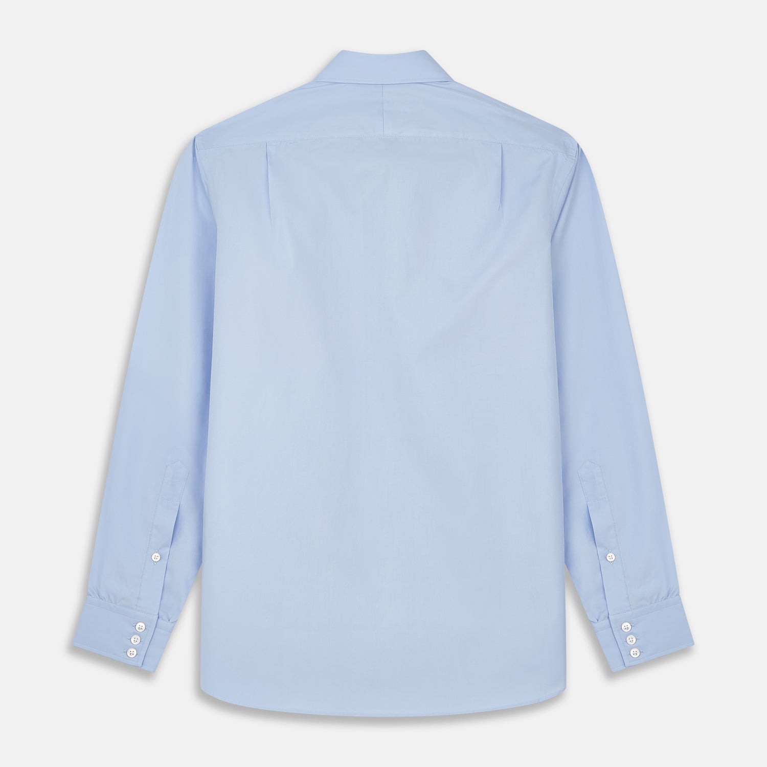View 3 of product Turnbull & Asser's Tailored Fit Blue Cotton Shirt features a Kent collar, 3-button cuffs, and a clean design—ideal with a navy suit. Displayed on a plain white background.