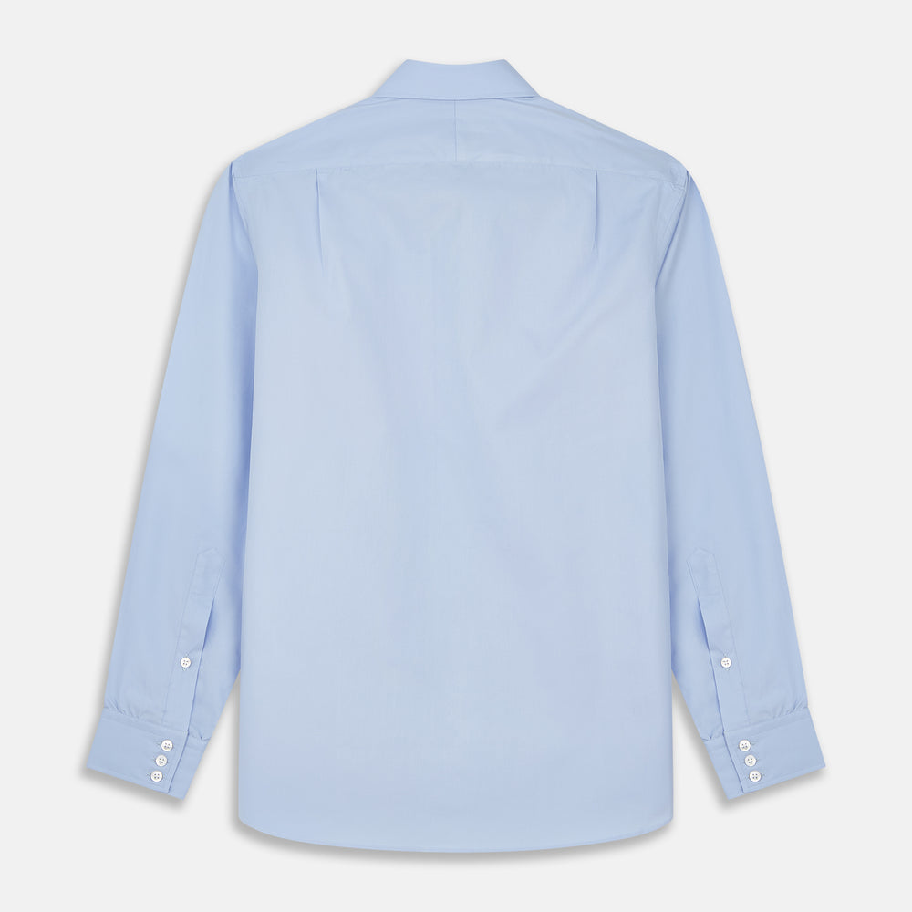 Tailored Fit Blue Cotton Shirt with Kent Collar and 3-Button Cuffs