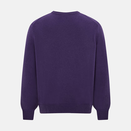 Purple Cashmere Round Neck Jumper Image 7