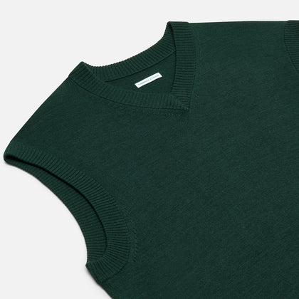 Petrol Green Fine Merino V-Neck Vest