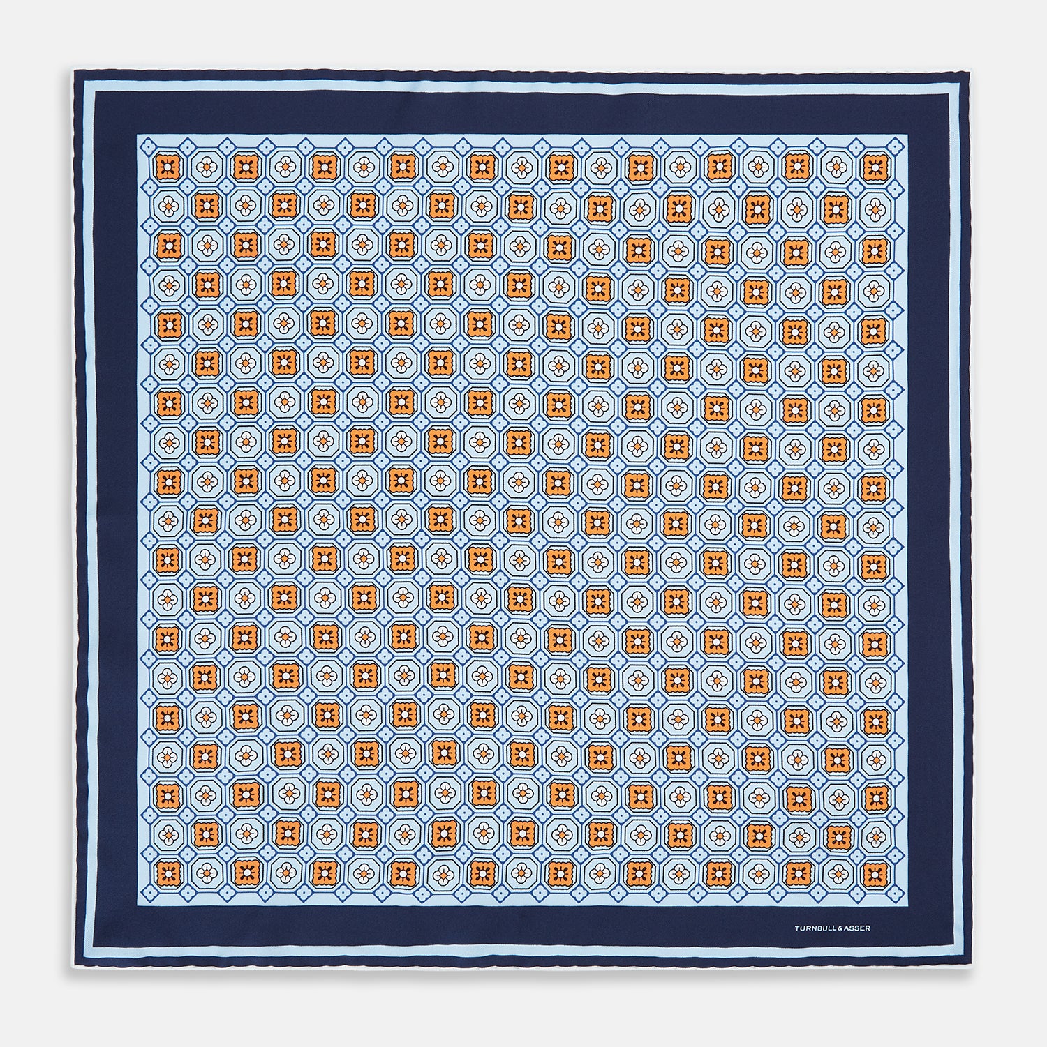 Image 9 of product Blue Floral Tile Silk Pocket Square