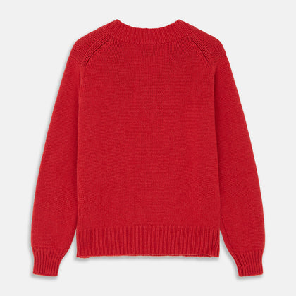 Raspberry Red Cashmere Edwards V-Neck Sweater Image 4