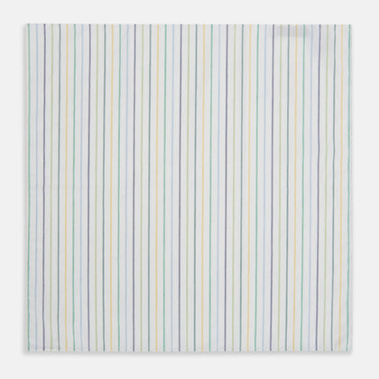 Yellow Multi Double Pinstripe Hand-Rolled Handkerchief