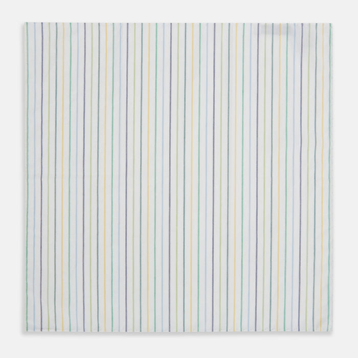 Yellow Multi Double Pinstripe Hand-Rolled Handkerchief Image 1