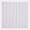 View 3 of product The Turnbull & Asser Hand Rolled Pink and Blue Multi Stripe Handkerchief features evenly spaced vertical stripes on white—a refined pocket square and essential gentleman's accessory.