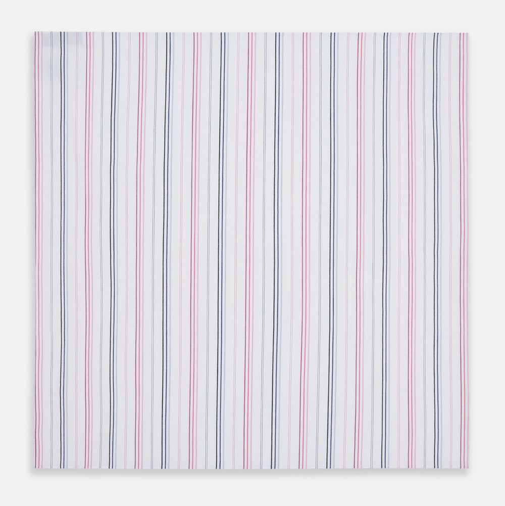 Hand Rolled Pink and Blue Multi Stripe Handkerchief