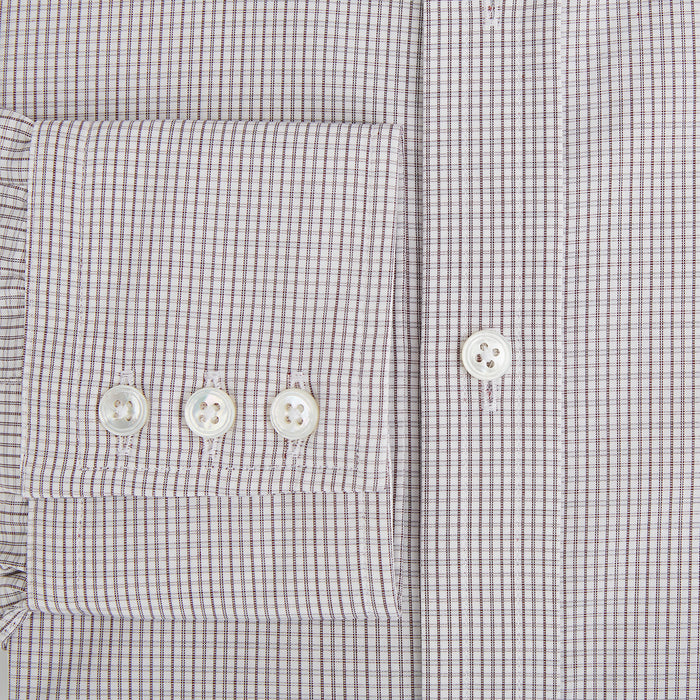 Burgundy Micro Tattersall Check Mayfair Shirt Image 3