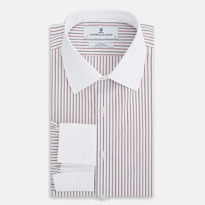 Red Double Stripe Shirt with Contrast T&A Collar and Cuffs Image 4