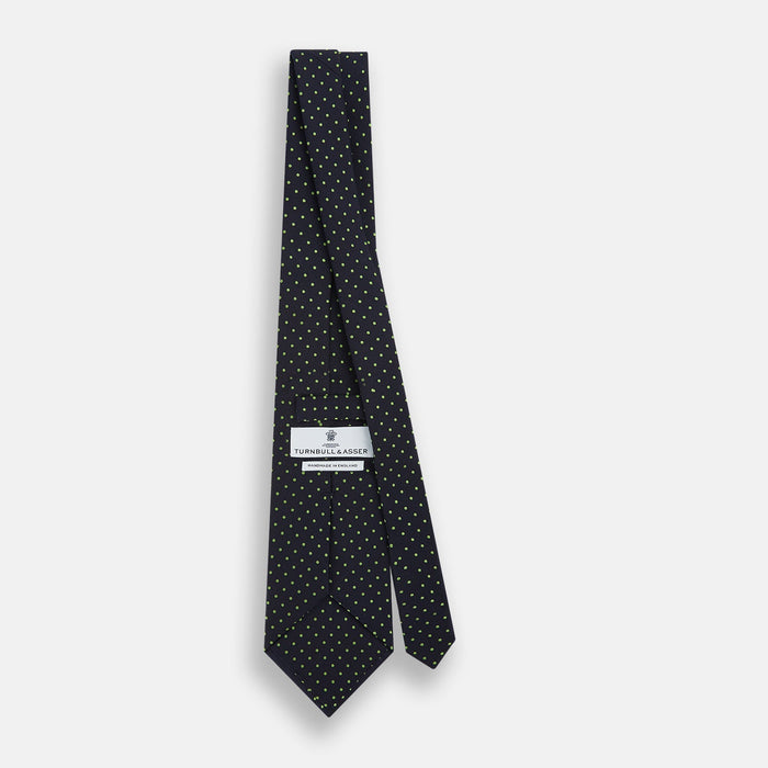 Green and Navy Micro Dot Silk Tie Image 3