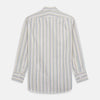View 5 of product The Green Multi Stripe Regular Fit Shirt by Turnbull & Asser features a T&A collar, 3 button cuffs, and thin blue, green, yellow, and red stripes on white—adding a lively touch to any wardrobe.