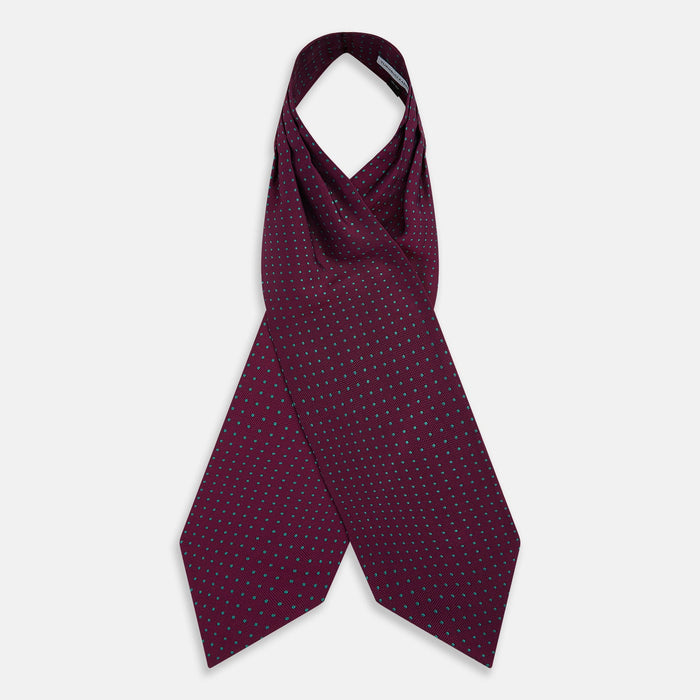 Green Micro Dot and Magenta Silk Cravat Image 2
