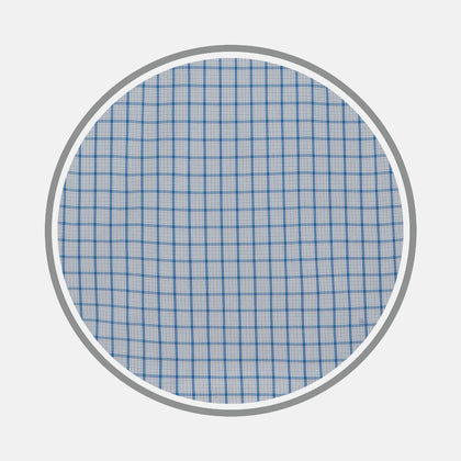 Blue Graph Overlay Check Fabric