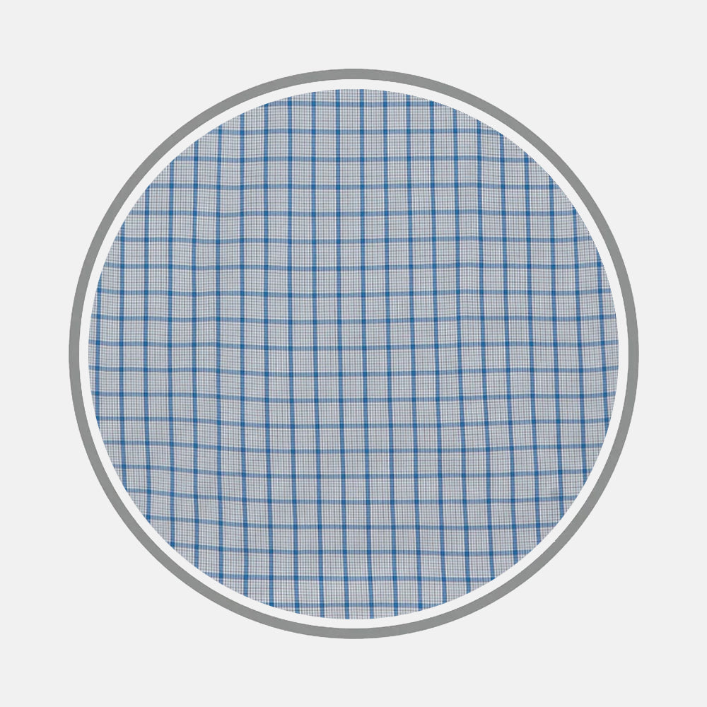Blue Graph Overlay Check Fabric