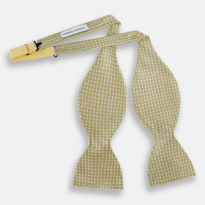 Gold and White Square Silk Bow Tie Image 1
