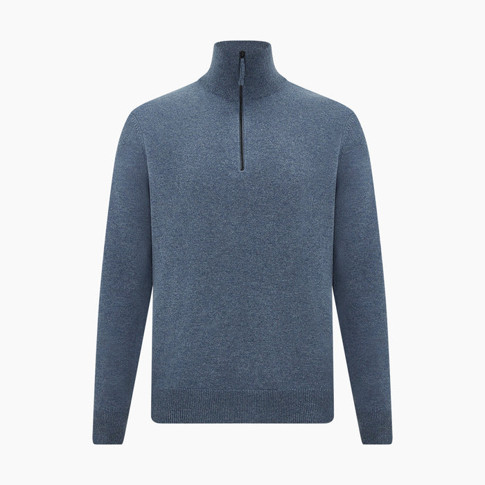 Blue Melange  Half-Zip Cashmere Jumper Image 4