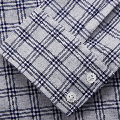 Grey Multi Check Cotton Tailored Fit Shelton Shirt Image 3
