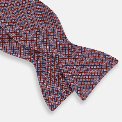 Indies Red Floral Square-Print Silk Bow Tie