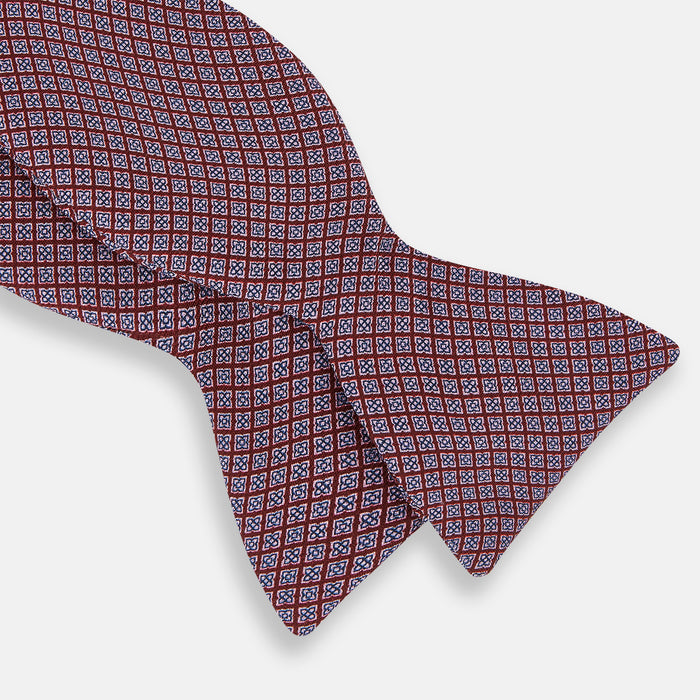 Indies Red Floral Square-Print Silk Bow Tie Image 1