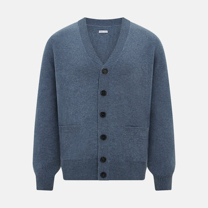 Blue Melange Cashmere Cardigan