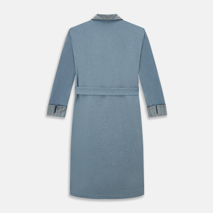 Blue Stripe Collar Cotton Twill Gown Image 2