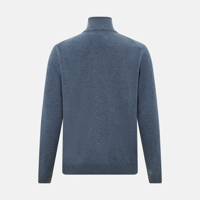 Blue Melange  Half-Zip Cashmere Jumper Image 2