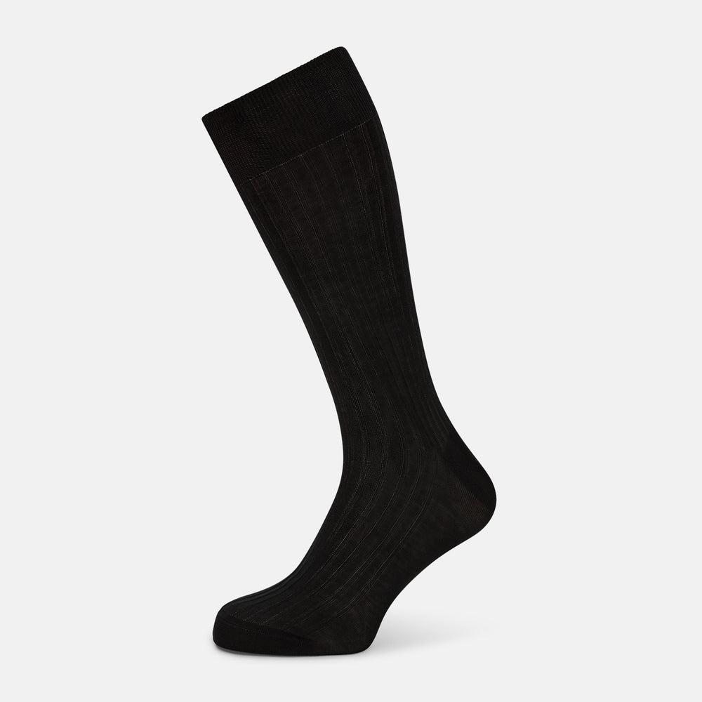 A single Dark Chocolate Mid-Length Sock by Turnbull & Asser is shown against a plain white background.