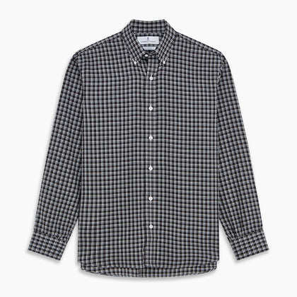 Black Multi Check Cotton Blend Weekend Fit Hayne Shirt Image 5