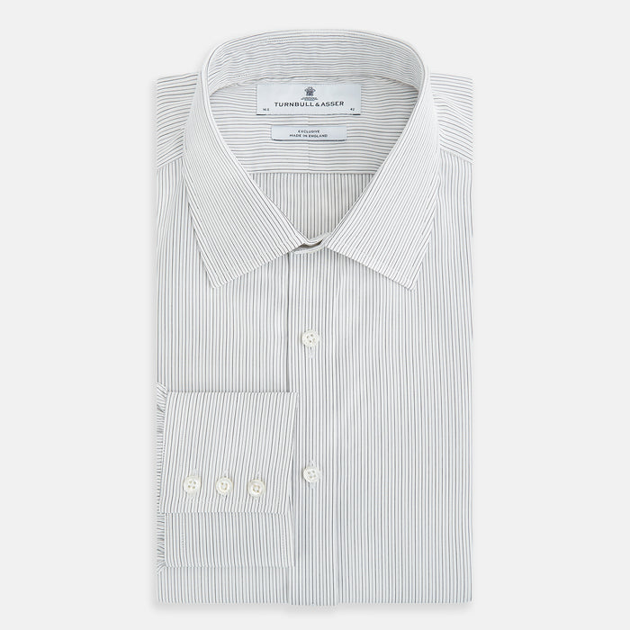 Midnight Blue and Grey Fine Stripe Mayfair Shirt Image 4