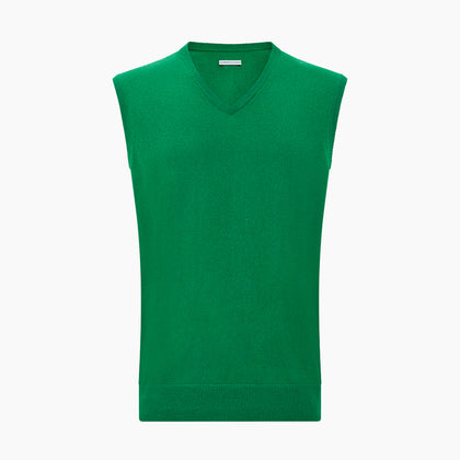 Grass Green Cashmere V-Neck Vest Image 3