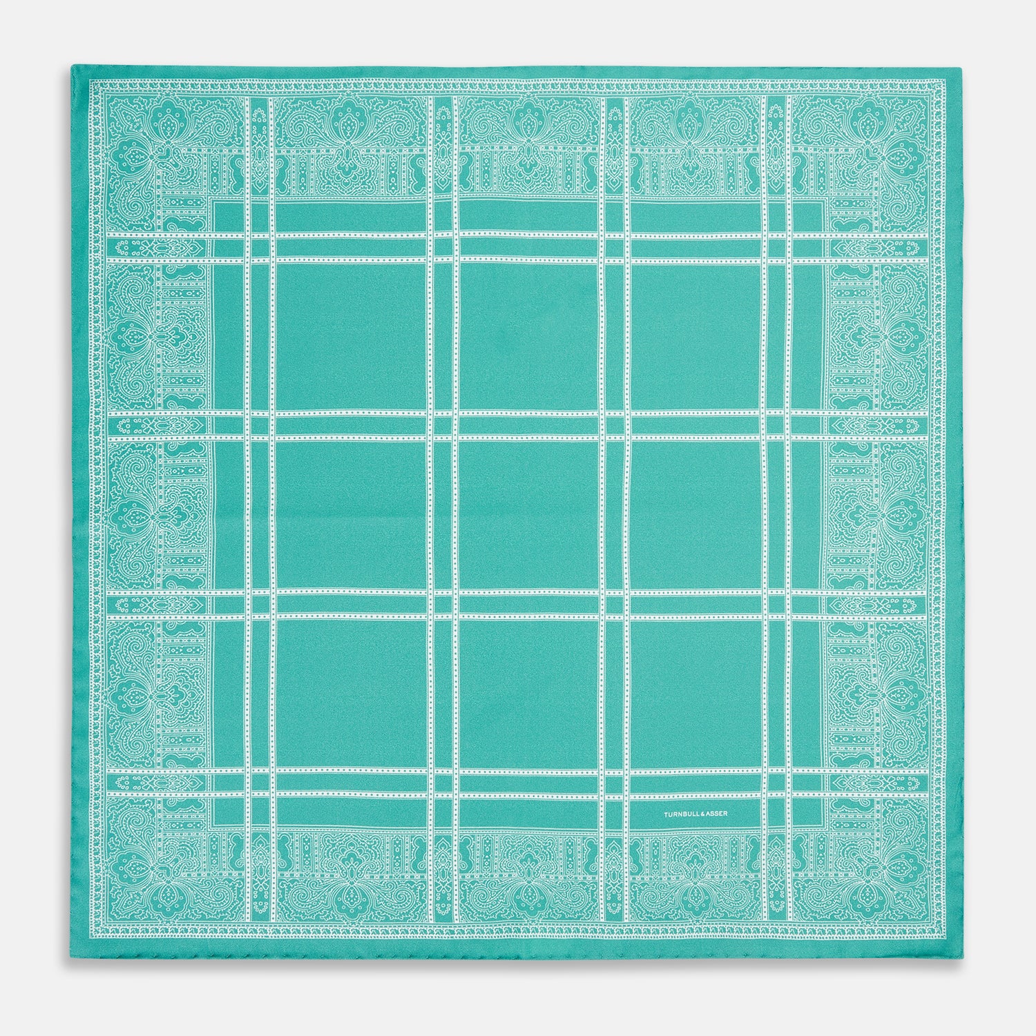 Image 9 of product Turquoise Paisley Bandana Patterned Silk Pocket Square