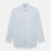 View 1 of product The Turnbull & Asser Blue and White Thin Stripe Shirt features a T&A collar and double cuffs, shown against a plain white background.